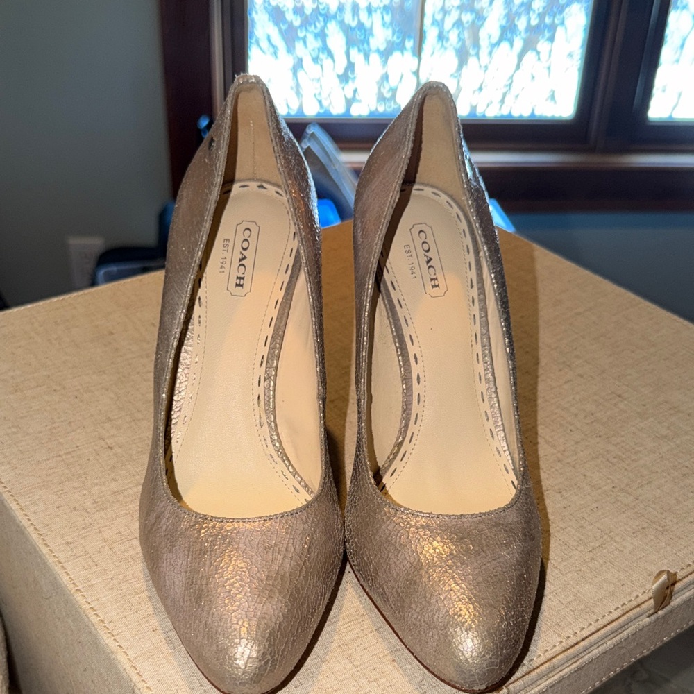 Coach Women's Shimmering Gold Heels